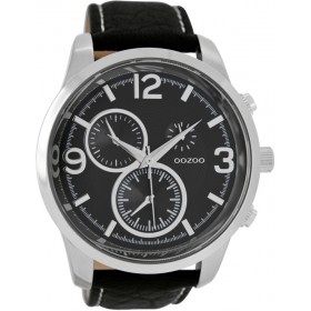 OOZOO Timepieces 50mm Black Leather Strap C7454